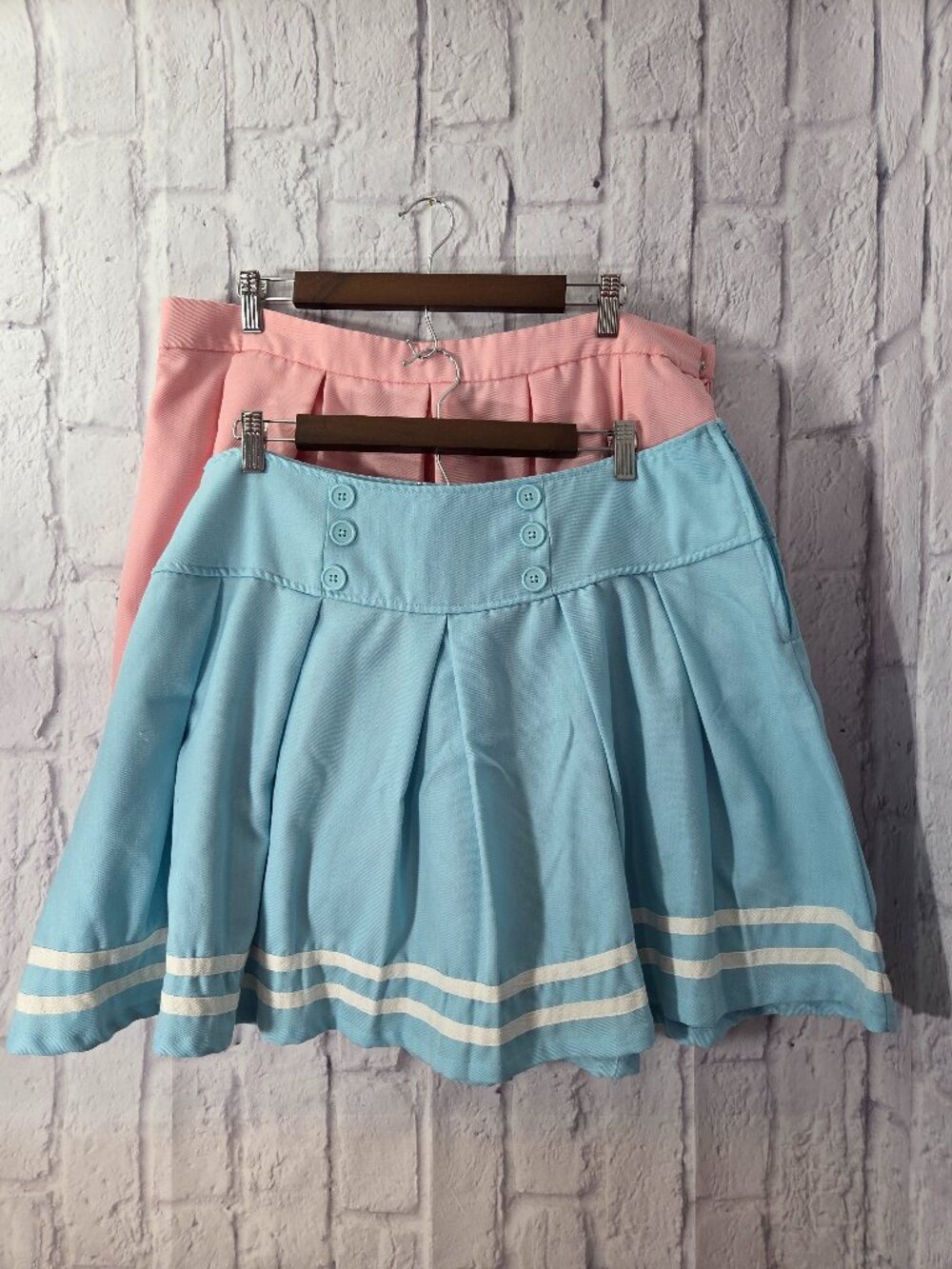 Hot Topic 3X Baby Pink Blue Pleated Sailor Mini Skirt Bundle